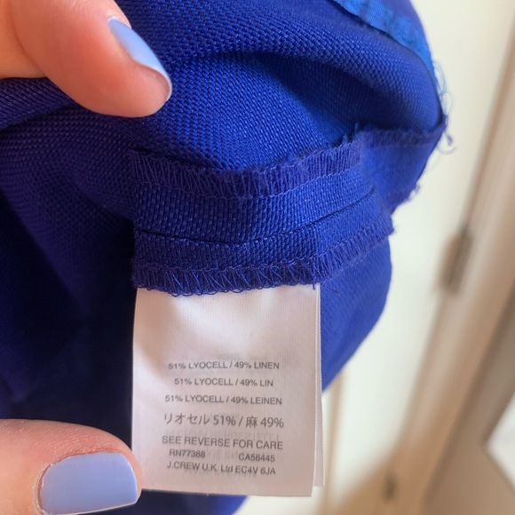 J.Crew Collection cobalt blue linen mini dress with ruffle sleeves - Picture 7 of 8